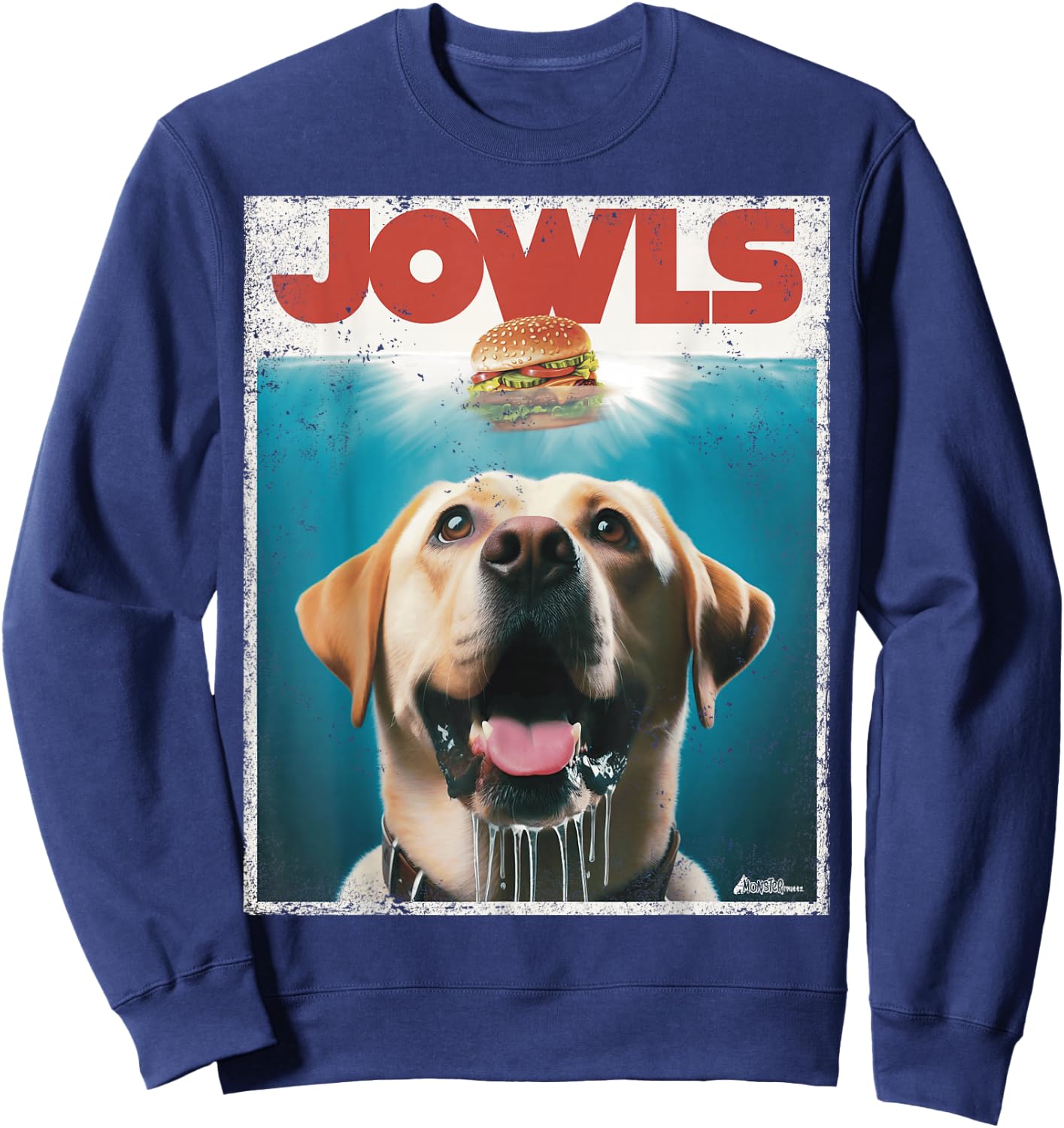 Funny Yellow Lab Jowls Top, Labrador Retriever Dog Mom, Dad Sweatshirt - Sweatshirt | Navy