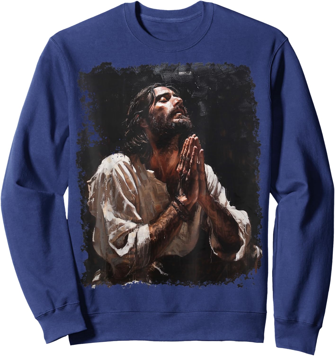 Praying Jesus Christ Christian Graphic Sweatshirt - Sweatshirt | Navy