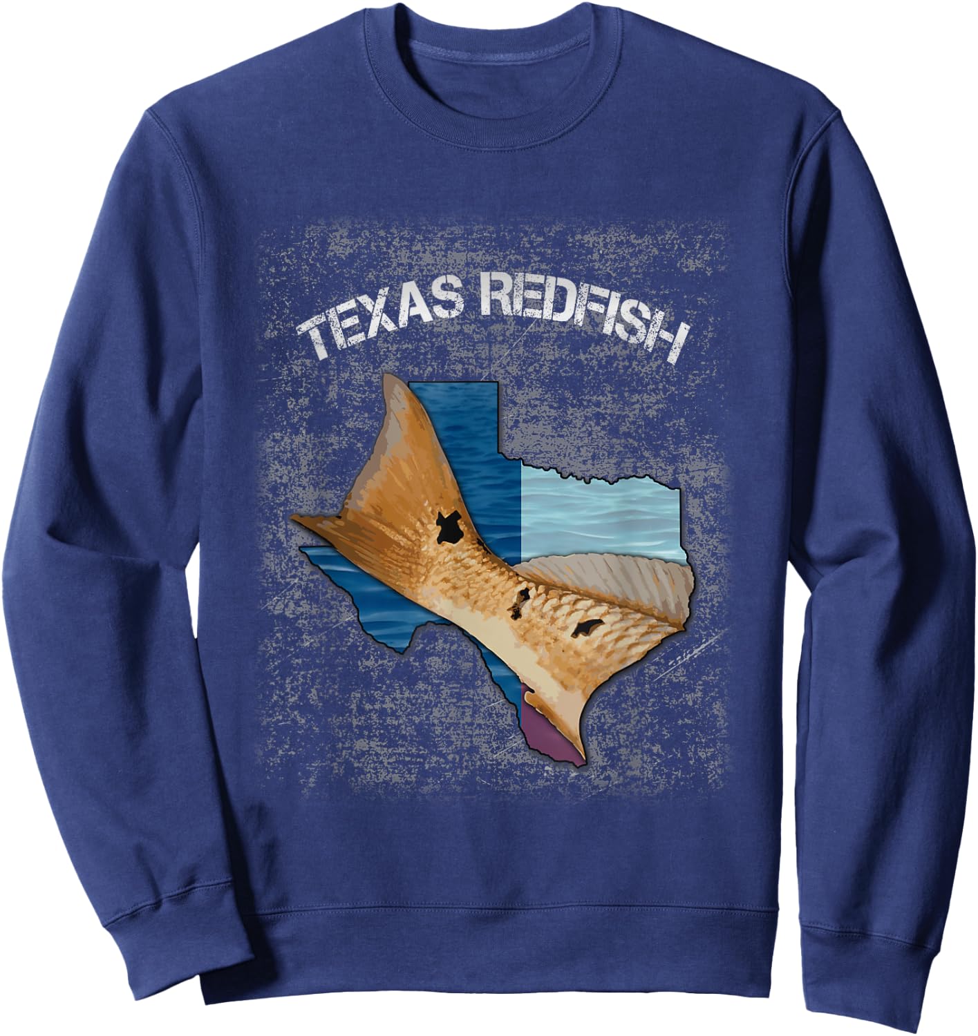 Texas Redfish Texas Flag Fishing Shirt Sweatshirt - Sweatshirt | Navy