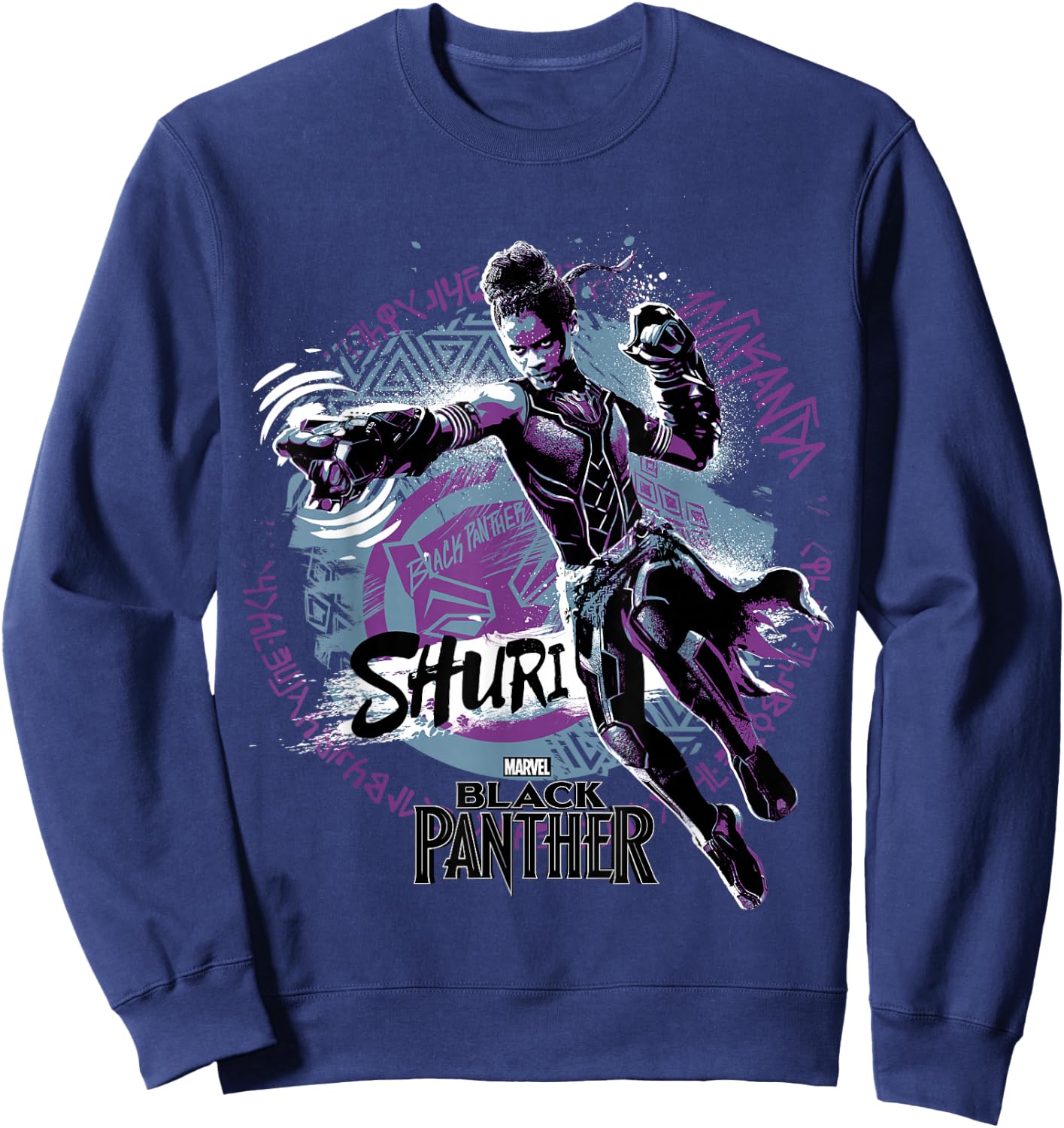 Marvel Black Panther Movie Shuri Graffiti Graphic Sweatshirt - Sweatshirt | Navy