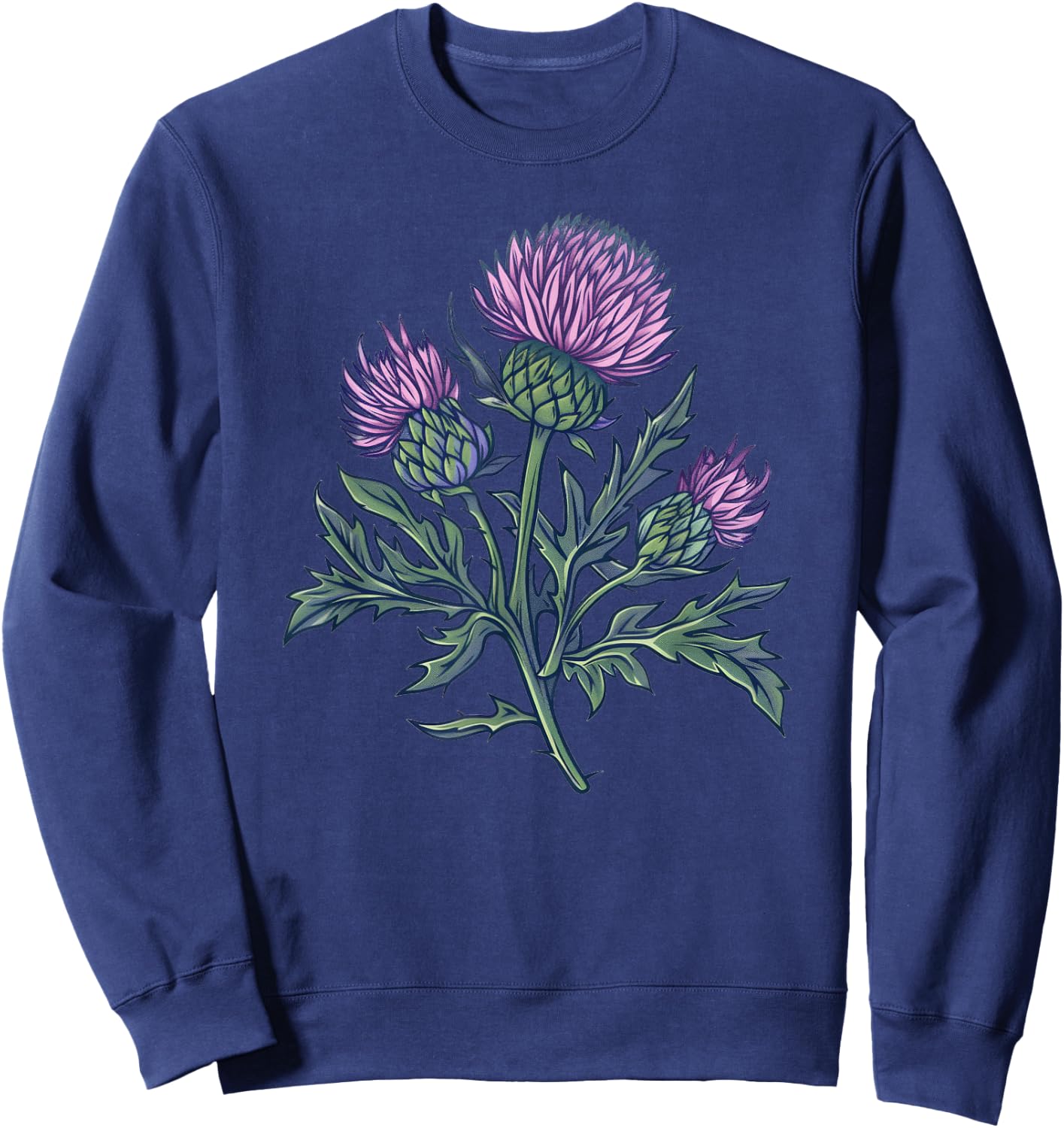 Thistle Flower Design Sweatshirt - Sweatshirt | Navy