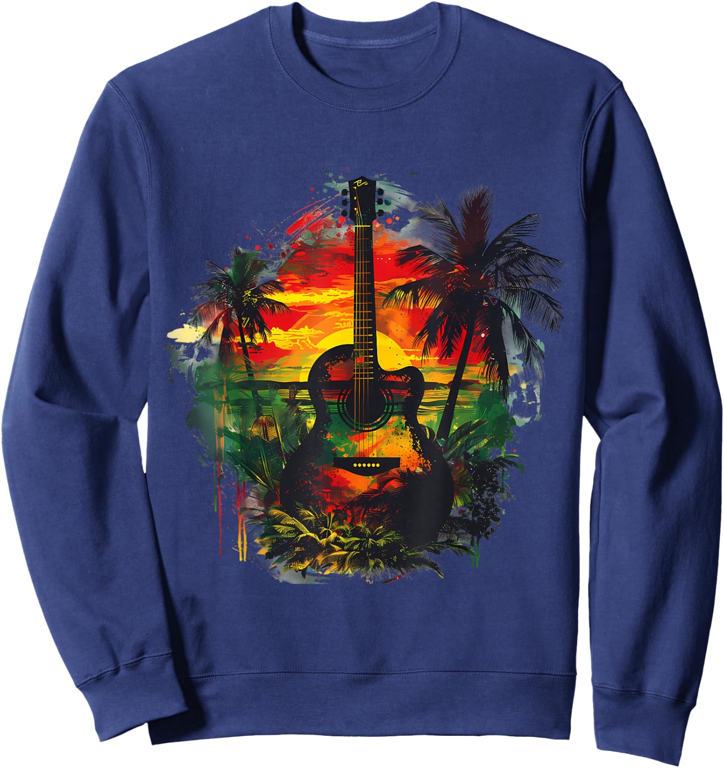 Rasta Reggae Guitar Jamaican Pride Rastafari Roots Sweatshirt - Sweatshirt | Navy