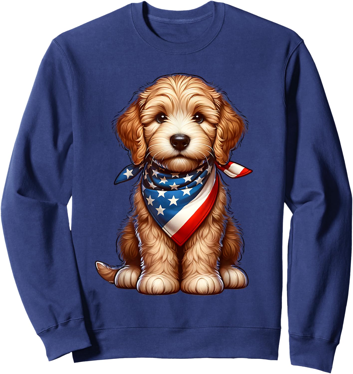 Cute Labradoodle Puppy 4th Of July Dog Kids Men Sweatshirt - Sweatshirt | Navy