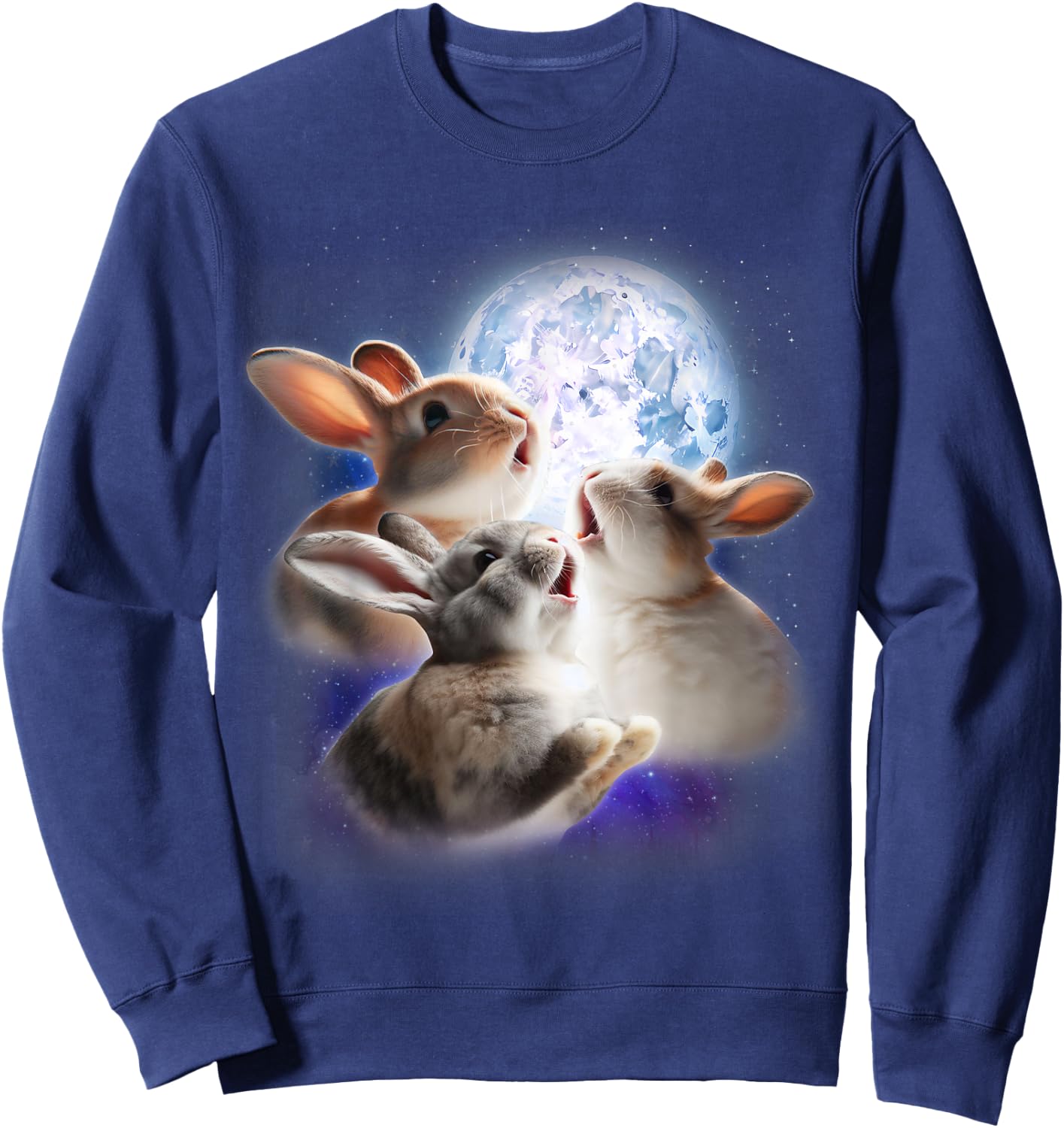 3 Bunnies Howling At The Moon Funny Rabbit Bunny Lover Kids Sweatshirt - Sweatshirt | Navy