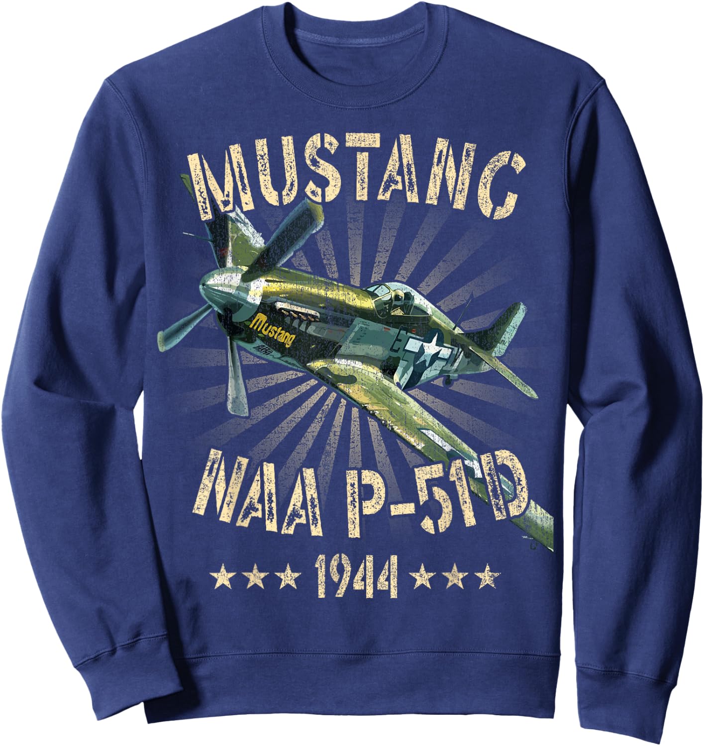 P-51D Mustang Vintage North American P-51D Fighter Warbirds Sweatshirt - Sweatshirt | Navy