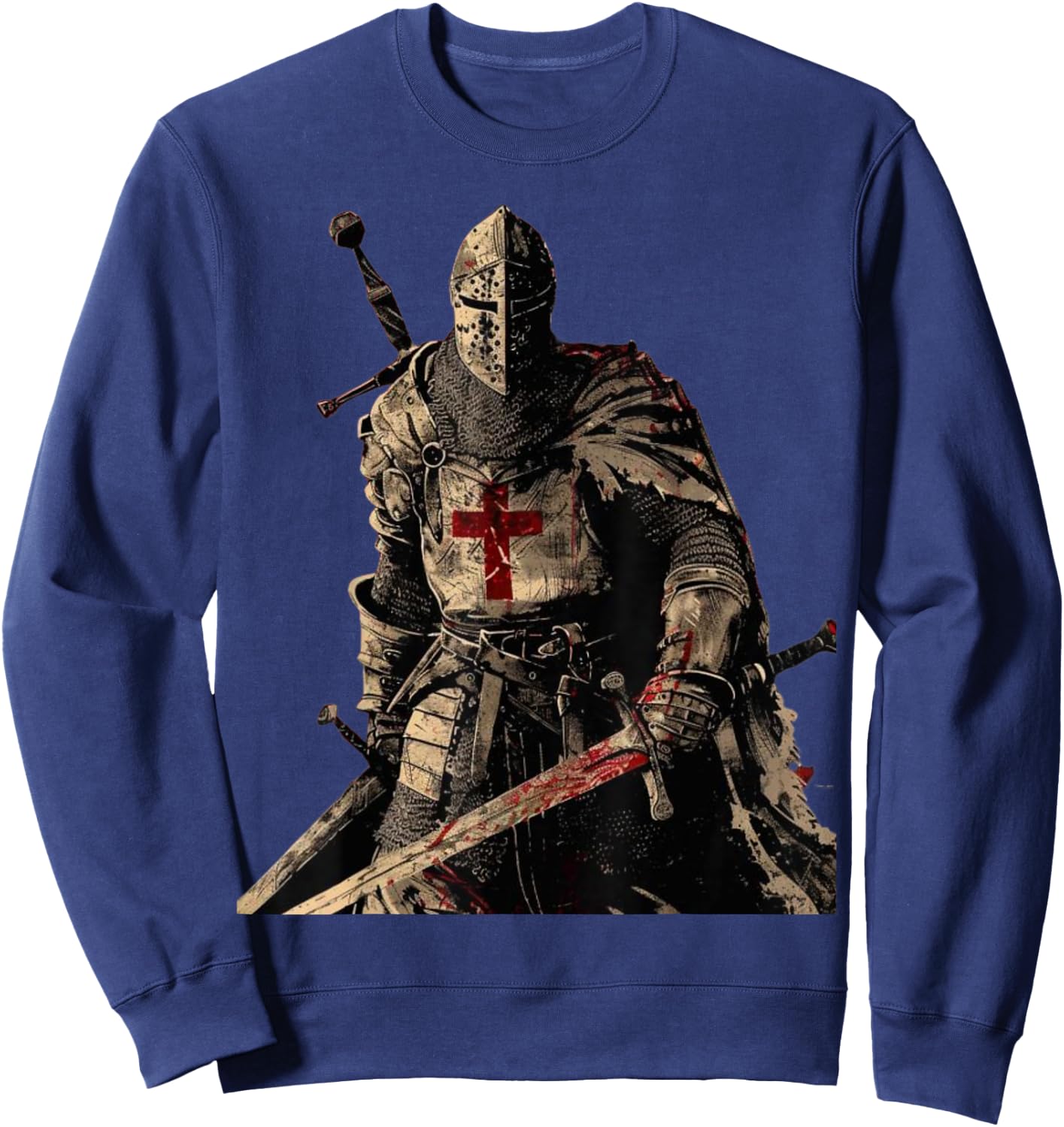 Knight Christian Templar Warrior Of God Crusader Gift , Small, Black Sweatshirt - Sweatshirt | Navy
