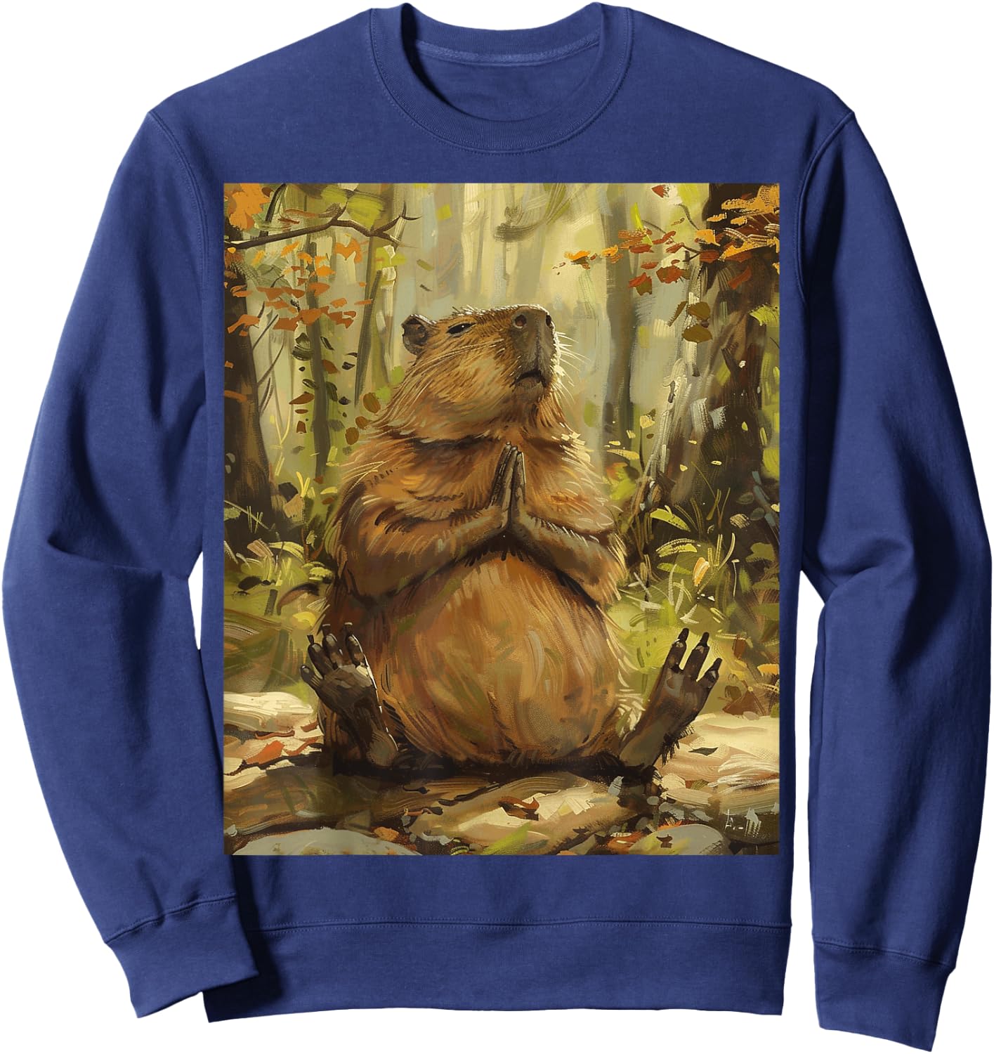 Funny Graphic Capybara Sweatshirt - Sweatshirt | Navy