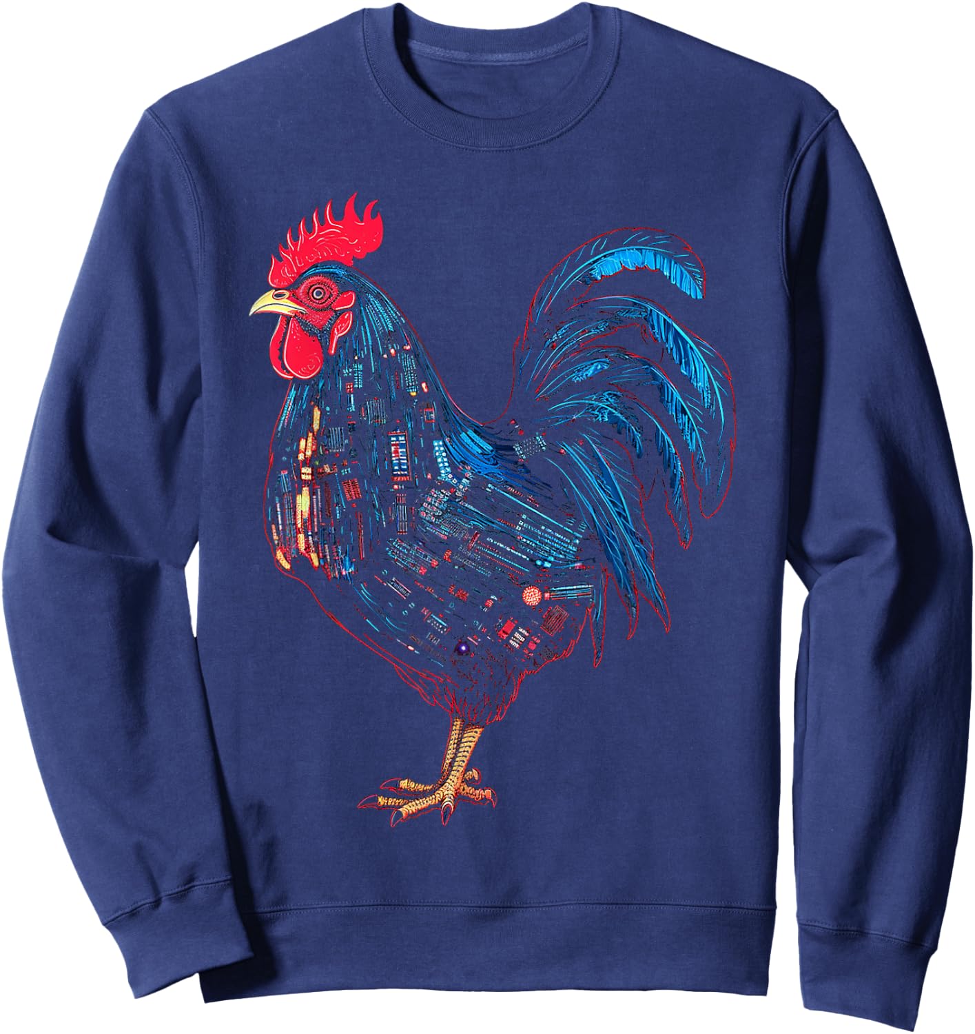 Chicken Animal Graphic Art Chicken Sweatshirt - Sweatshirt | Navy