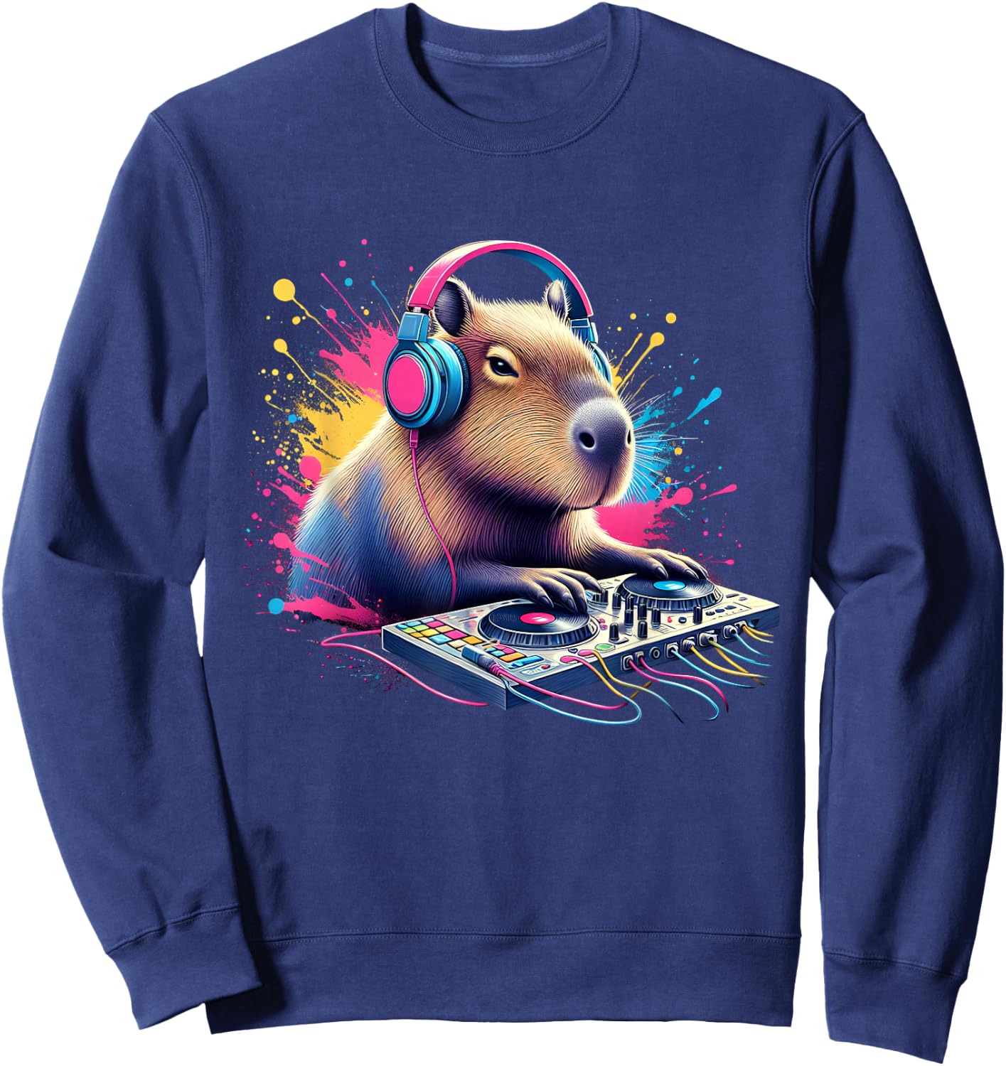 Capybara DJ DJing EDM Funky Dance Club Sweatshirt - Sweatshirt | Navy