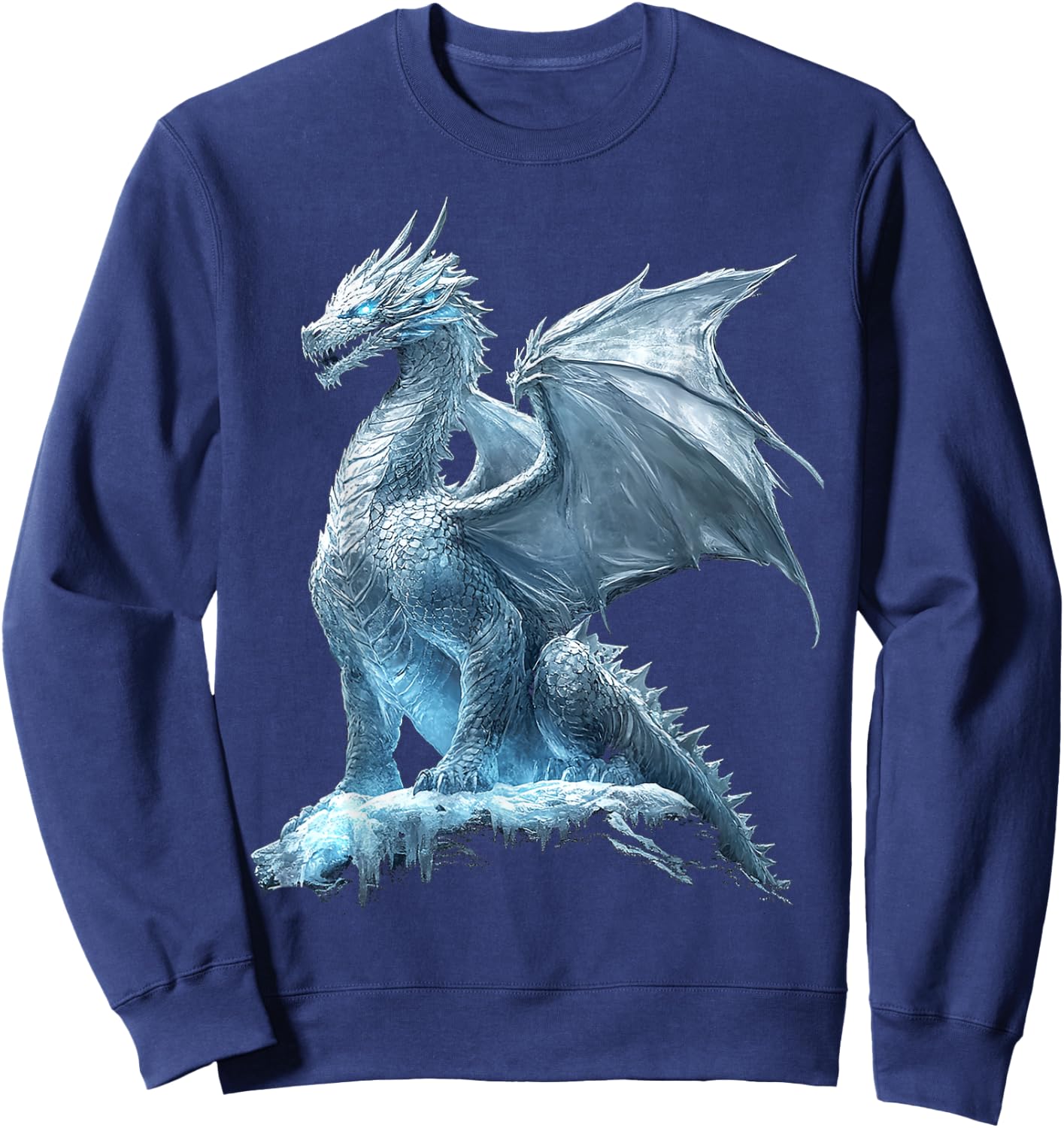 Ice Dragon Motif Mythical Illustration Ice Dragon Sweatshirt - Sweatshirt | Navy