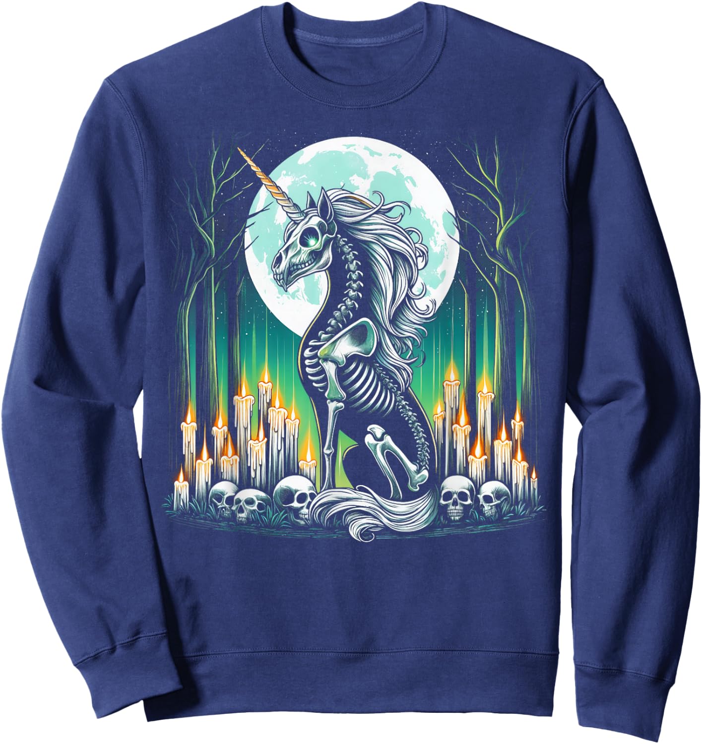 Cool Unicorn Skeleton Halloween Christmas Birthday Sweatshirt - Sweatshirt | Navy