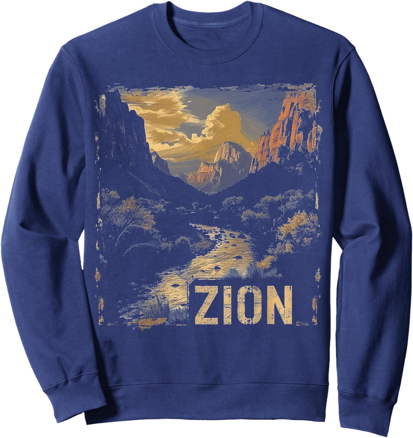 Zion - US National Park Vintage Men Women Kids Retro Sweatshirt - Sweatshirt | Navy