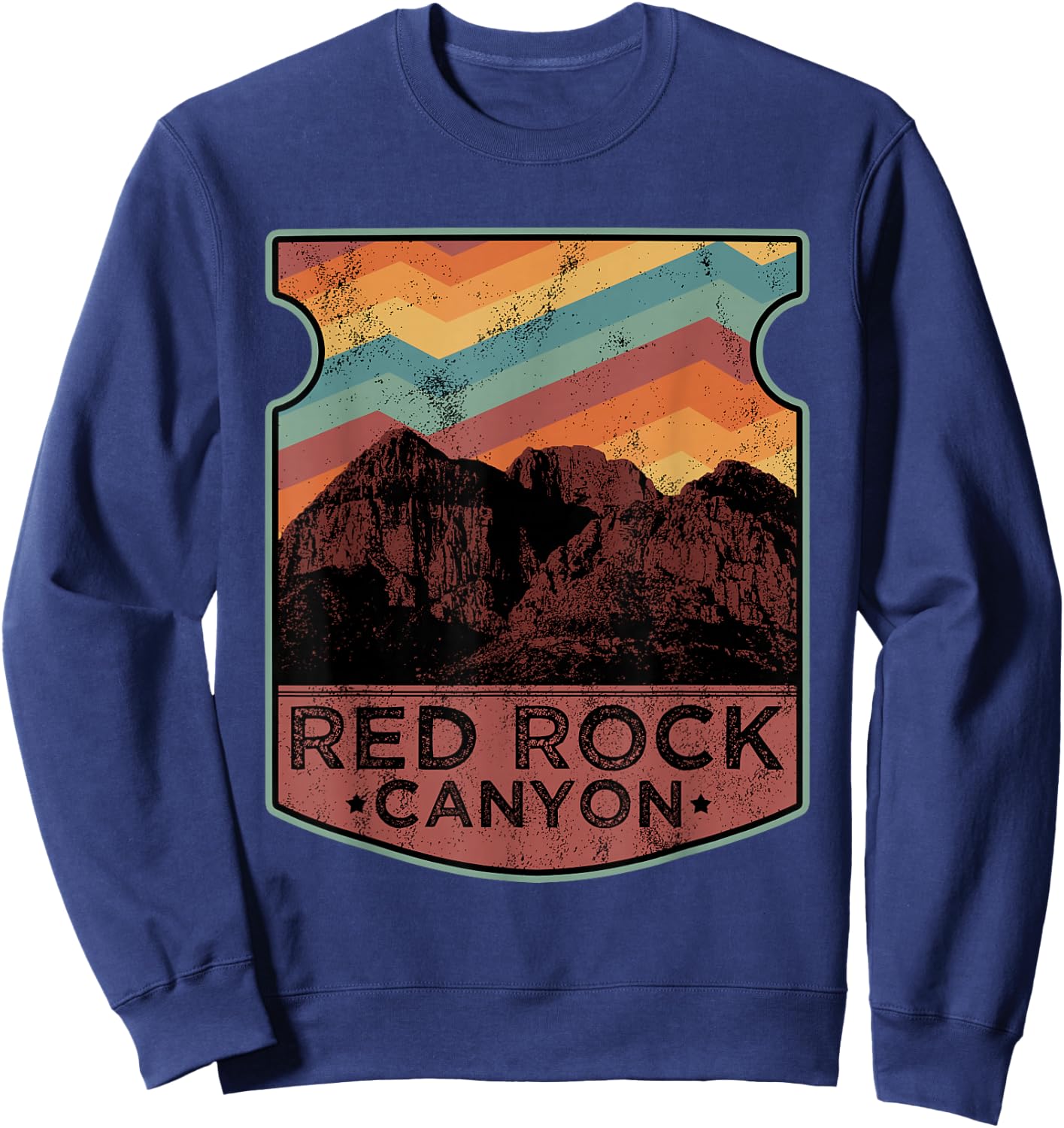 Retro Red Rock Canyon Nevada Souvenir Graphic Themed Print Sweatshirt - Sweatshirt | Navy