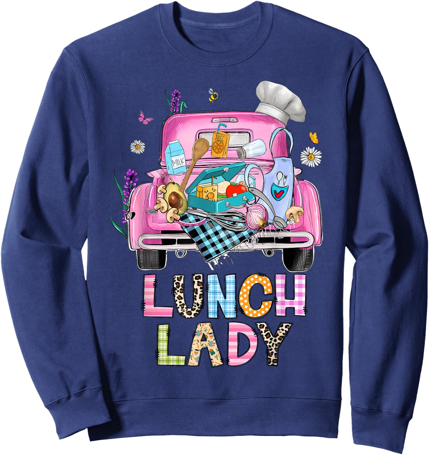 Lunch Lady Cute Truck Lunch Ladies Squad Cafeteria Crew Sweatshirt - Sweatshirt | Navy