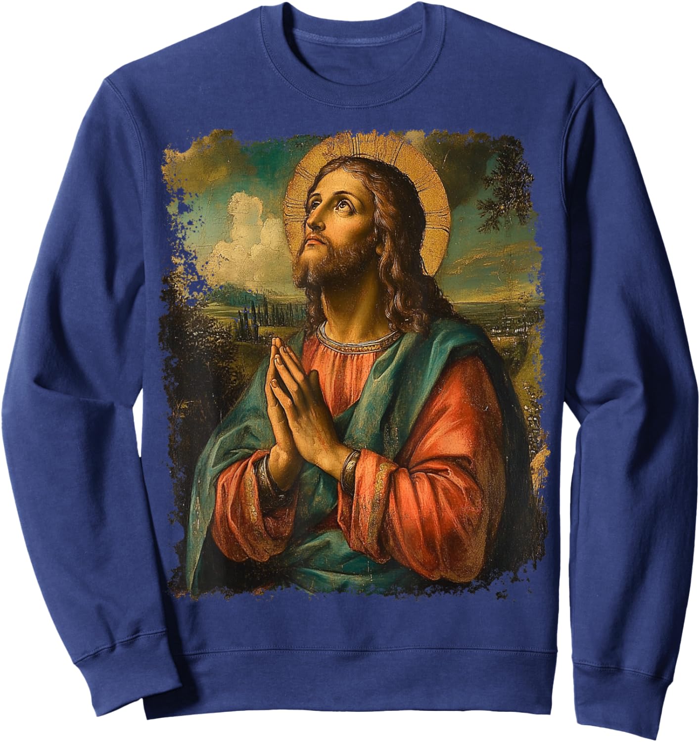 Jesus Christ Praying Sweatshirt - Sweatshirt | Navy