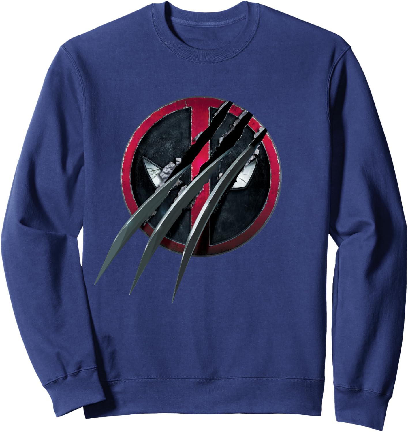 Marvel Studios Deadpool & Wolverine Slashed Icon with Claws Sweatshirt - Sweatshirt | Navy