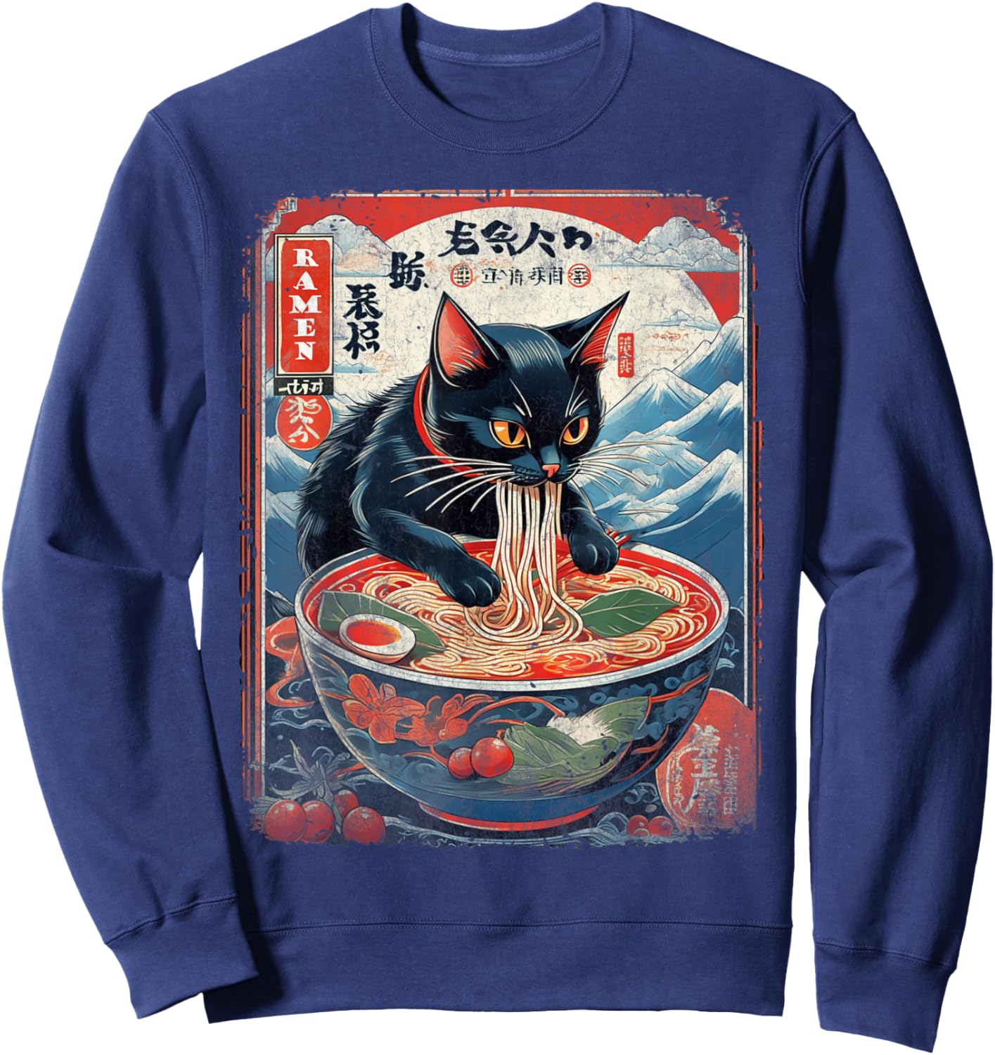Cool Anime Gifts Japanese Anime Shirts for Cat Lover Sweatshirt - Sweatshirt | Navy