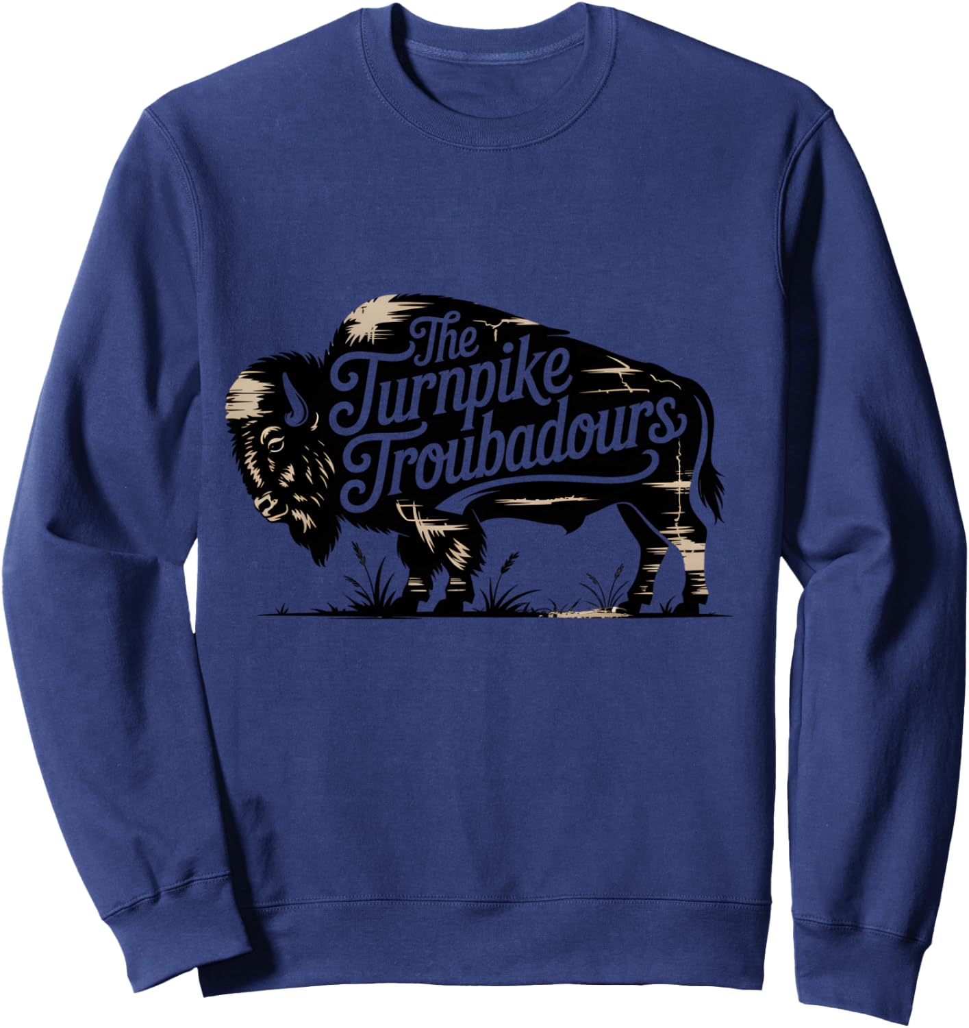 Vintage Turnpike Distressed Country Music Men Women Sweatshirt - Sweatshirt | Navy
