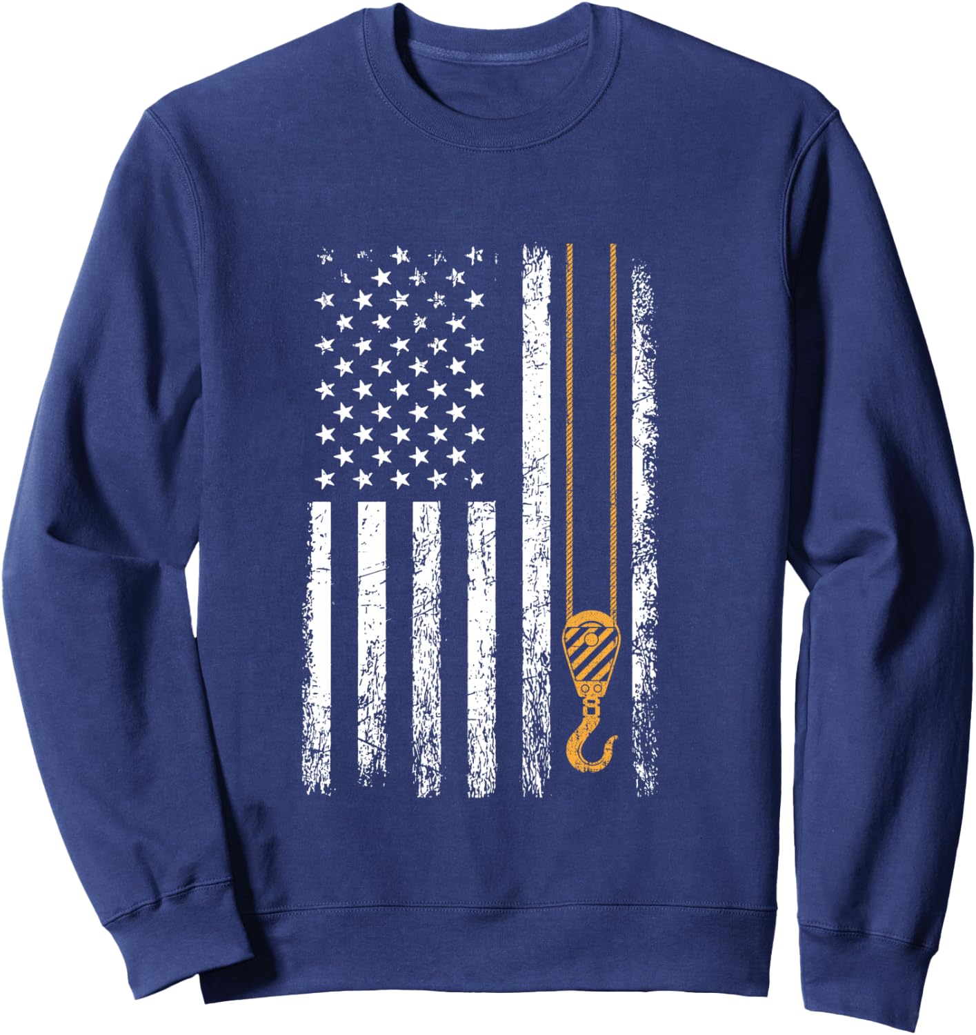 Crane Operator American Flag, Crane Operator Sweatshirt - Sweatshirt | Navy