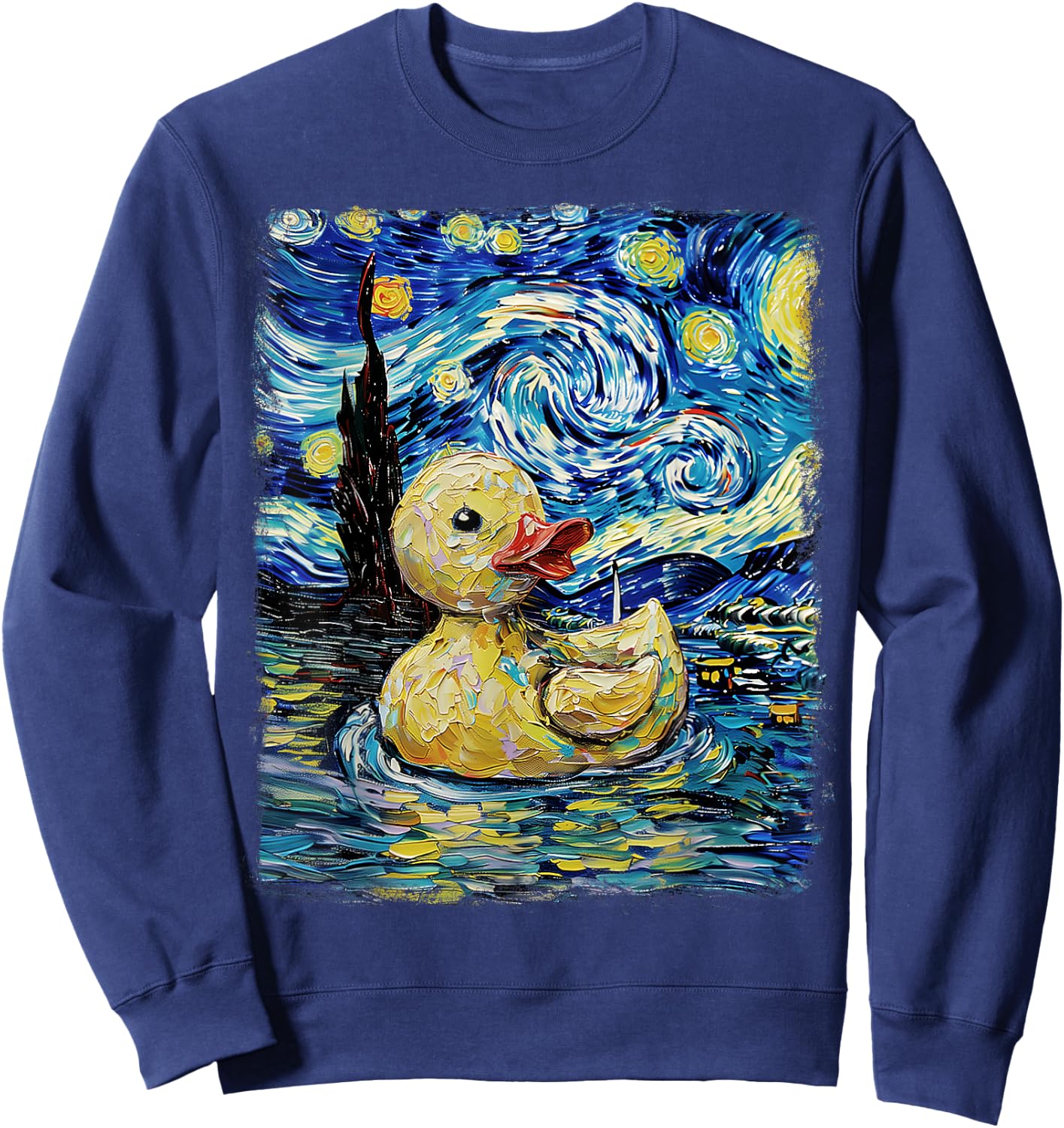 Rubber Duck Ducky Starry Night Painting Sweatshirt - Sweatshirt | Navy
