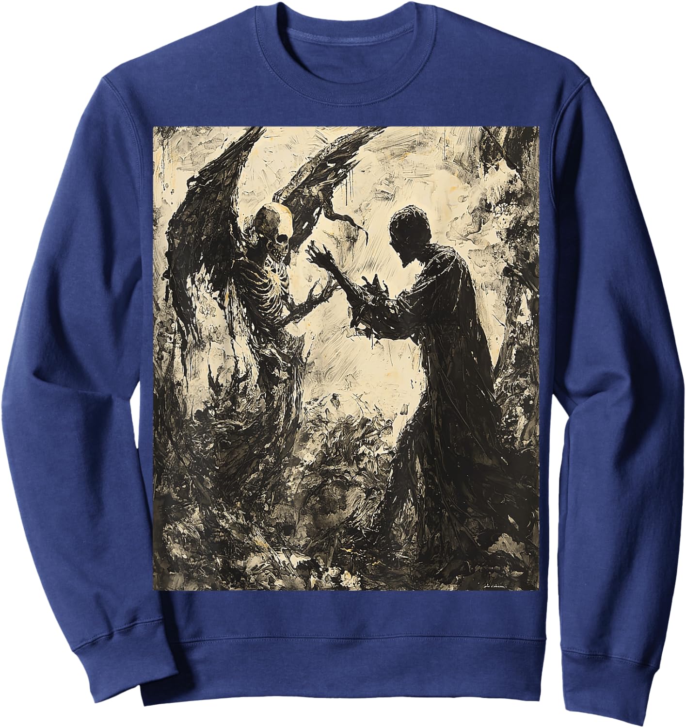 Painting Angel of Death Battle Fighting Dreamscape Art Sweatshirt - Sweatshirt | Navy