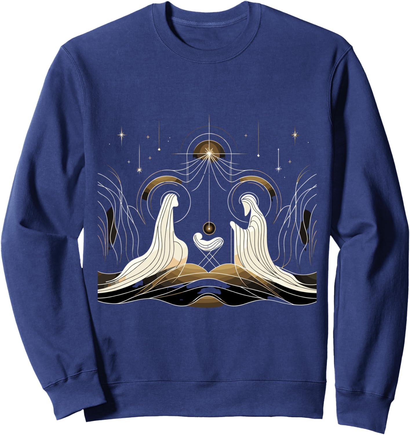 Minimalist Nativity Scene - Christmas Art Sweatshirt - Sweatshirt | Navy
