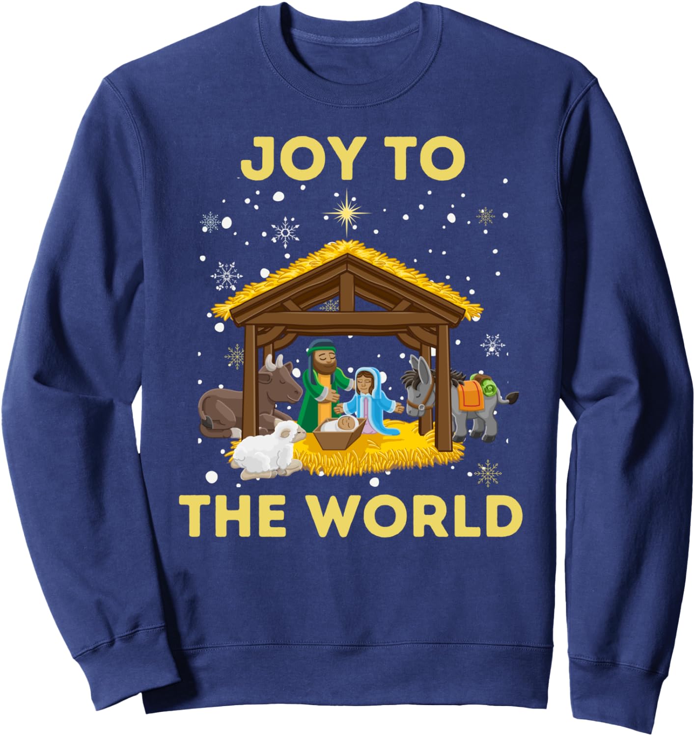 Christmas Nativity Christian Birth Of Jesus Joy To The World Sweatshirt - Sweatshirt | Navy