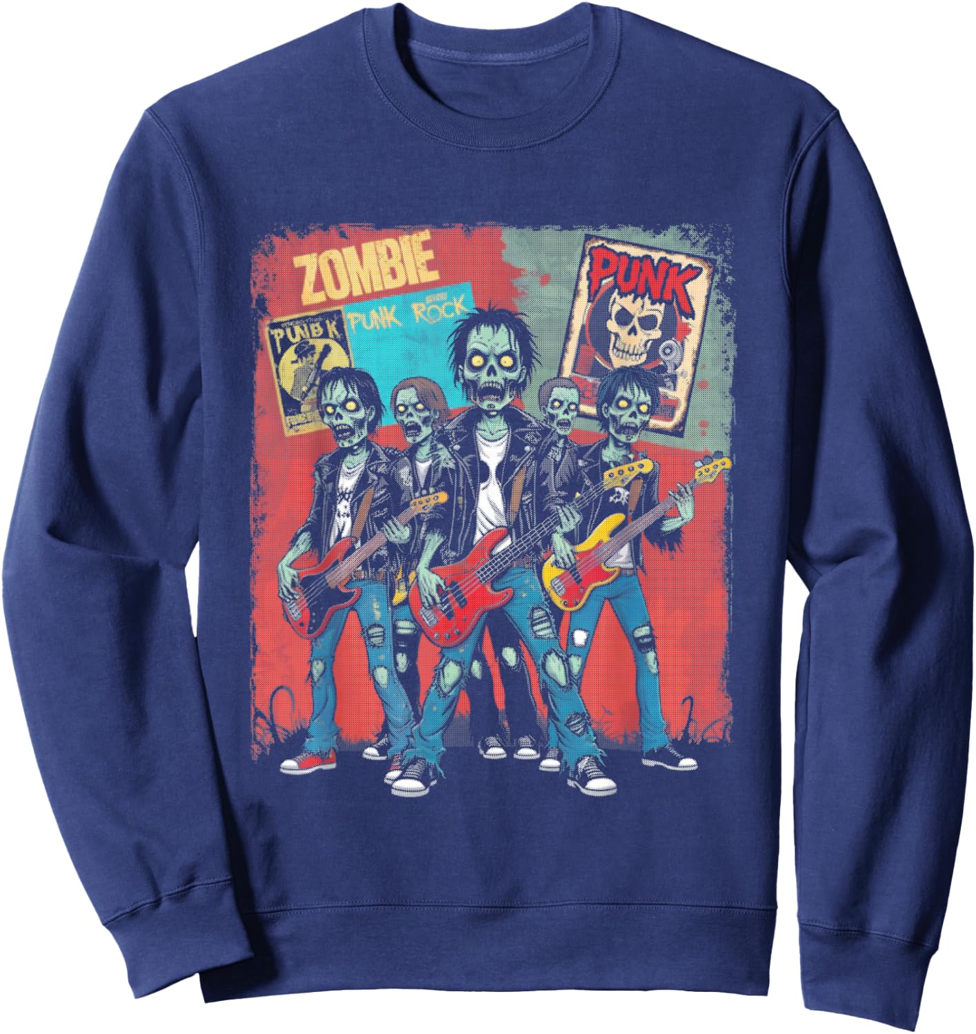 Zombie Punk Band - Creepy Zombie Halloween Lover Sweatshirt - Sweatshirt | Navy