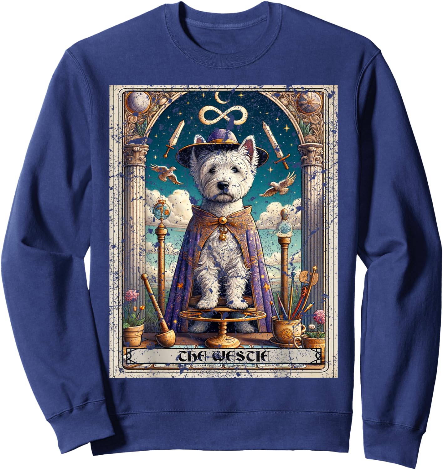 Westie West Highland White Terrier Tarot Card Dog Sweatshirt - Sweatshirt | Navy