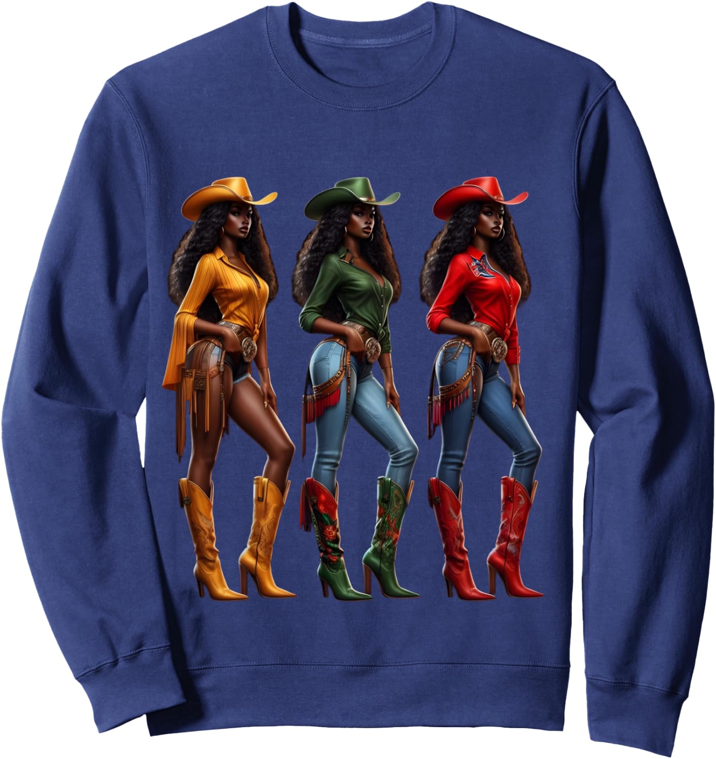 Black Cowgirl Western Rodeo Juneteenth Freedom Afro Women Sweatshirt - Sweatshirt | Navy