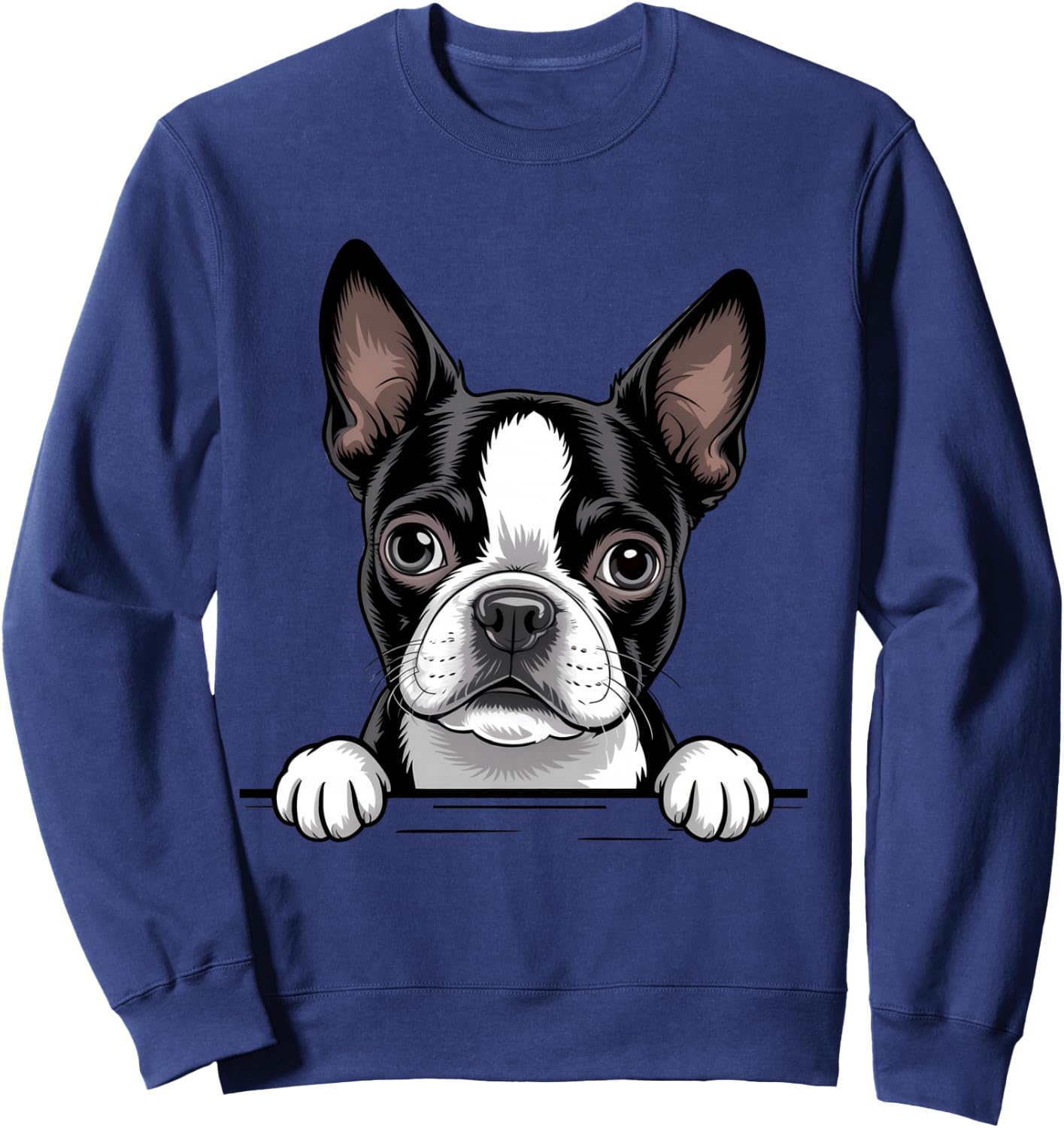 Boston Terrier Funny Peeking Bostie Pocket Puppy Dog Lover Sweatshirt - Sweatshirt | Navy