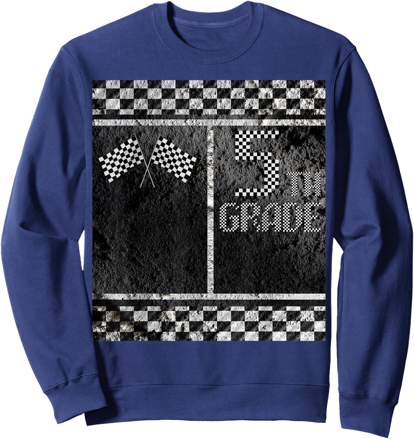 Pit Crew Costume for Funny Halloween 5th Grade Racing Flag Sweatshirt - Sweatshirt | Navy