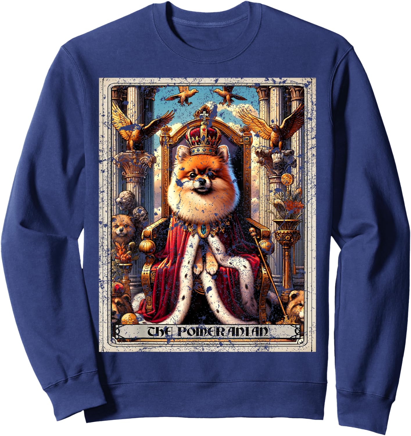 Pomeranian Tarot Card Dog Sweatshirt - Sweatshirt | Navy