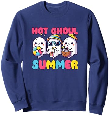 Summerween Hot Ghoul Summer Halloween Ghost Sweatshirt - Sweatshirt | Navy