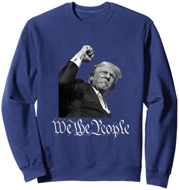 Donald Trump Raising Fist We The People Sweatshirt - Sweatshirt | Navy