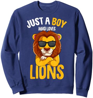 Just a Boy who loves Lions Toddler Boy Kids Lion Sweatshirt - Sweatshirt | Navy