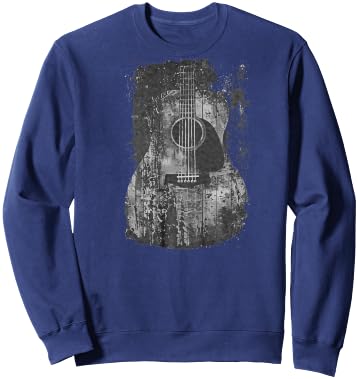 Acoustic Guitar, Vintage, Distressed, Rock & Roll Music Sweatshirt - Sweatshirt | Navy