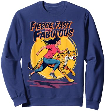 Cheetahs Lovers Fierce Fast Fabulous Runner Running Girl Run Sweatshirt - Sweatshirt | Navy