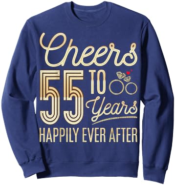 Cheers to 55 Years Happily - 55th Wedding Anniversary Sweatshirt - Sweatshirt | Navy