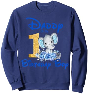 Daddy Of The Birthday Boy Elephant Family Matching Sweatshirt - Sweatshirt | Navy