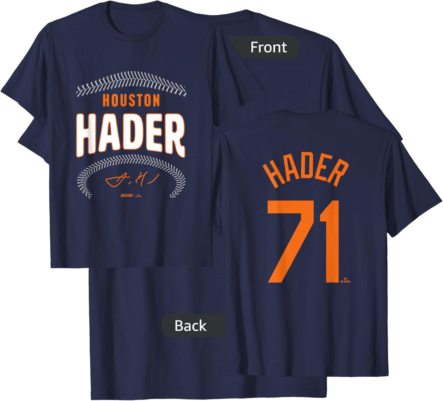 Josh Hader Houston Name & Number (Front & Back) MLBPA T-Shirt - T-Shirt | Navy