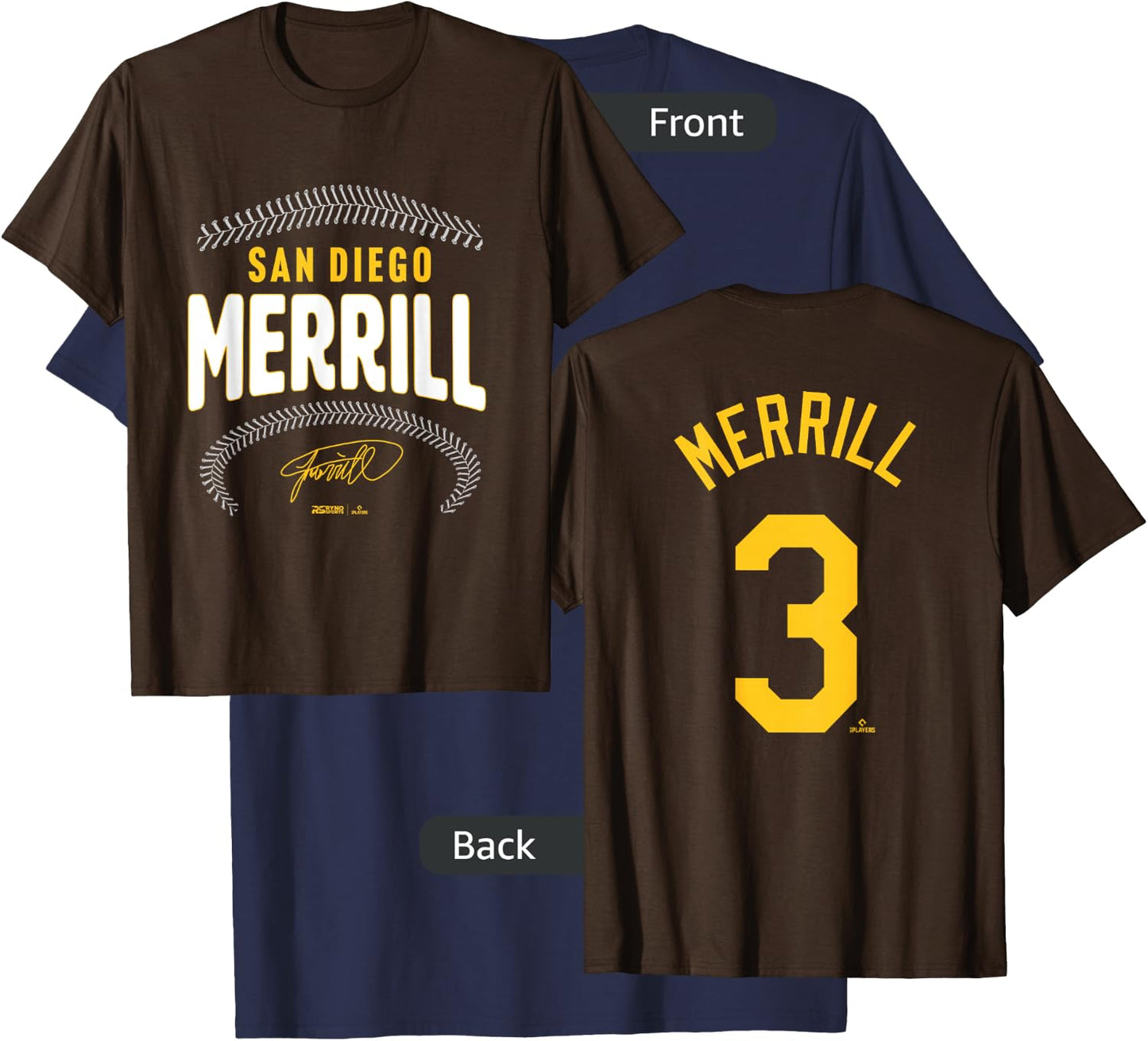 Jackson Merrill San Diego Name & Number (Front&Back) MLBPA T-Shirt - T-Shirt | Navy