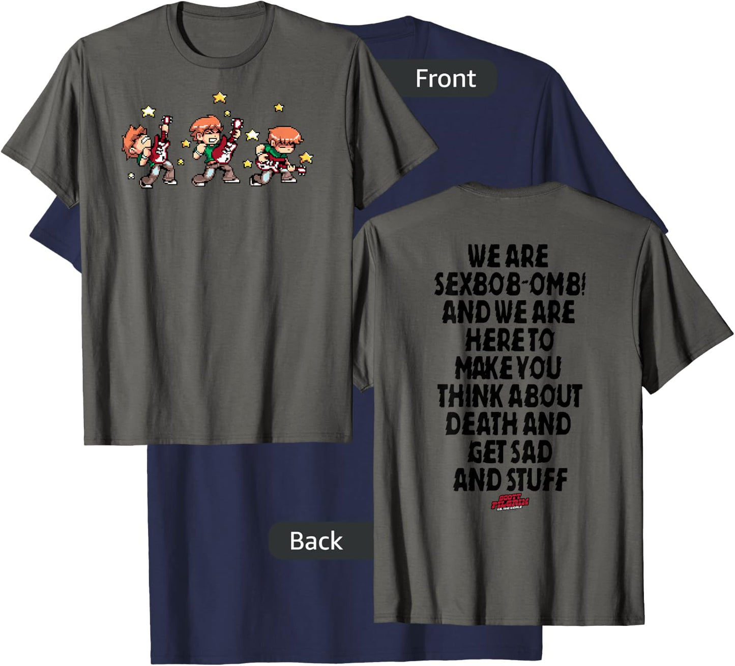 Scott Pilgrim Vs. The World Sexbob-Omb Scott Front & Back T-Shirt - T-Shirt | Navy