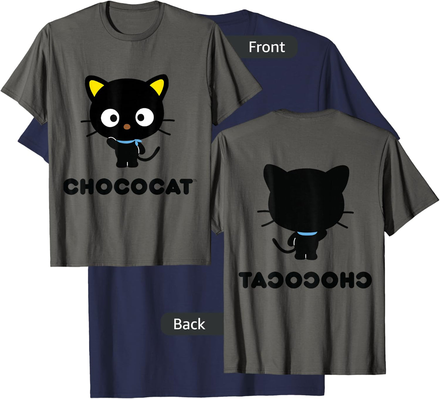 SANRIO Chococat Character Front and Back , Grey T-Shirt - T-Shirt | Navy