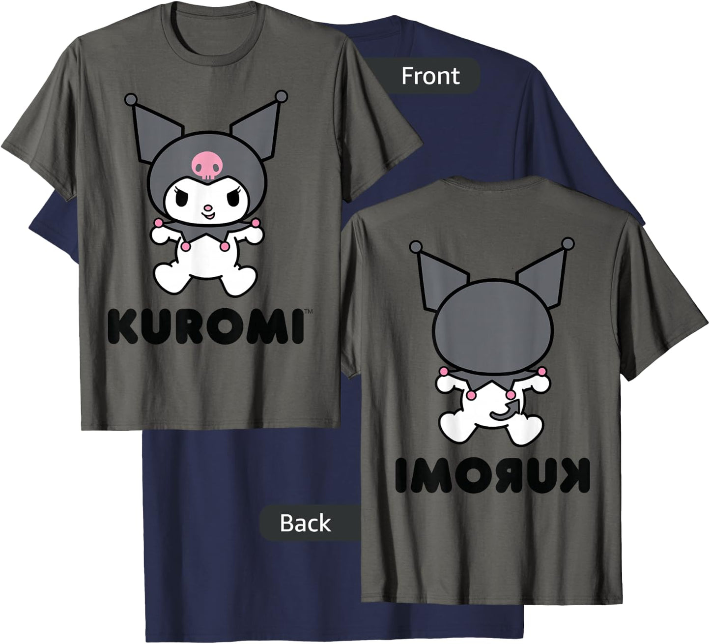 Kuromi Character Front and Back Small T-Shirt - T-Shirt | Navy