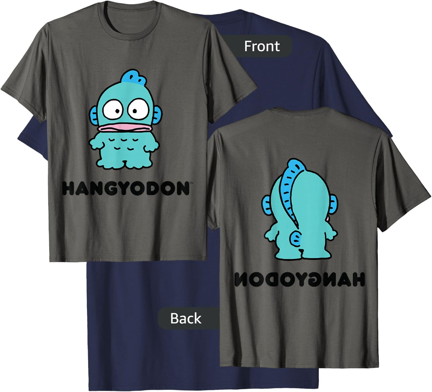 Hangyodon Character Front and Back T-Shirt - T-Shirt | Navy