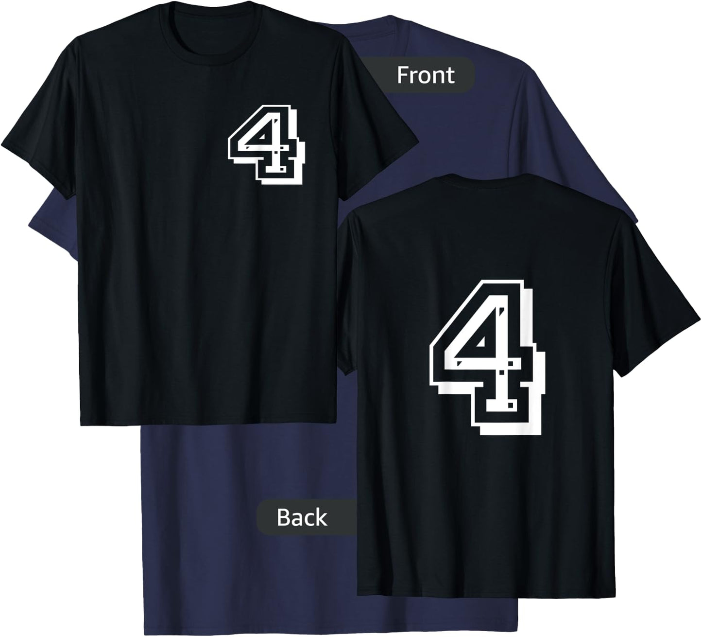 Front and Back number 4 Jersey My Favorite Player #4 T-Shirt - T-Shirt | Navy