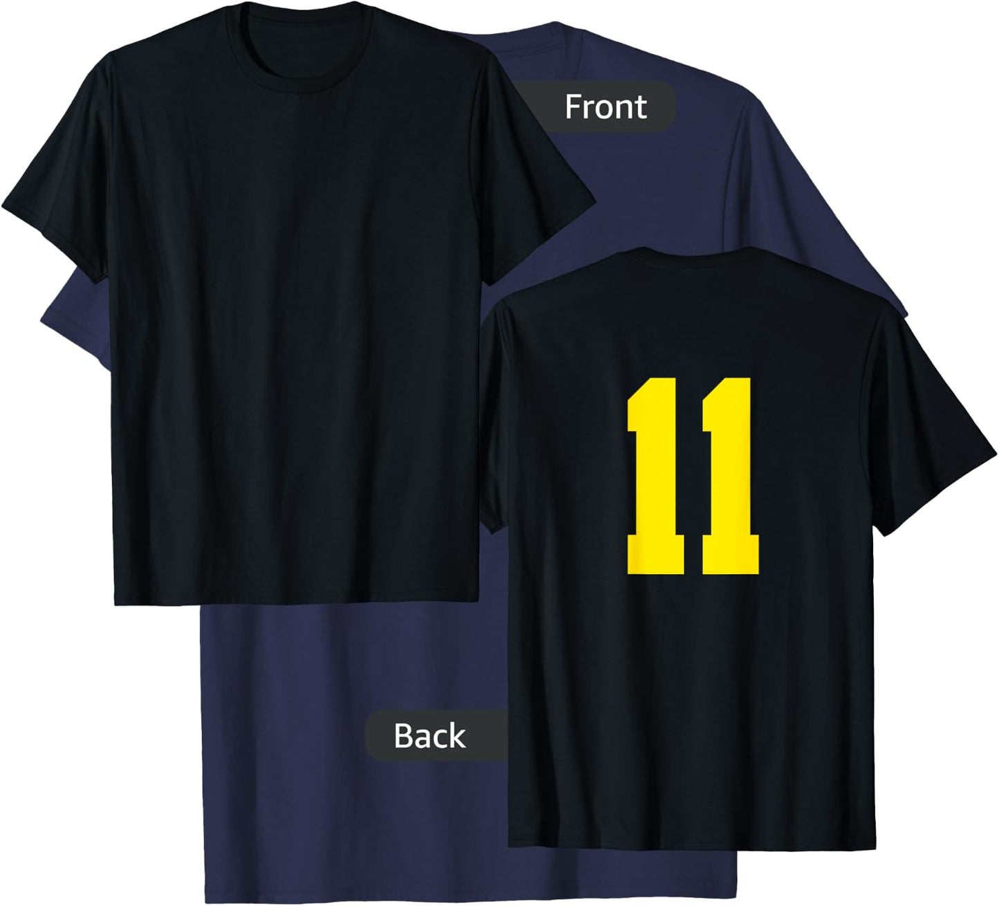 Yellow Number 11 ( on Back) Sports Team Jersey Number T-Shirt - T-Shirt | Navy
