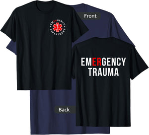 Emergency Department ER Trauma Front and Back Design T-Shirt - T-Shirt | Navy