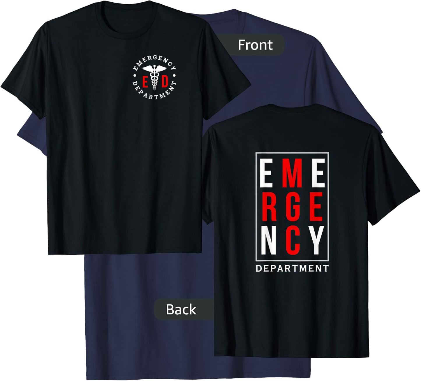 Emergency Department ER Trauma Front and Back Design T-Shirt - T-Shirt | Navy